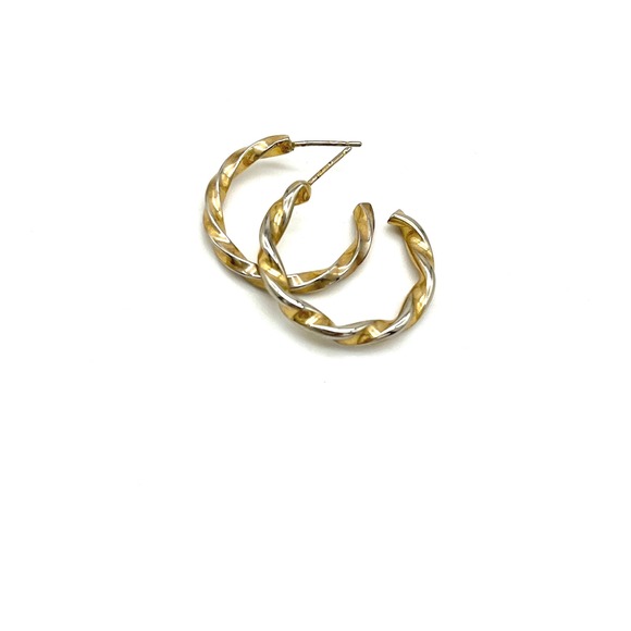 Twisted Hoop Earrings‎ Gold Silver Tone Small Everyday Jewelry - Picture 1 of 4